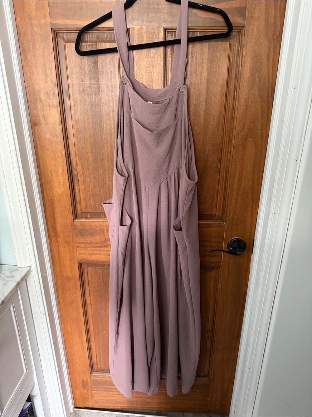 Mauve Flowing Pinafore Jumpsuit with Pockets